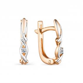 Золотые серьги АЛЬКОР 23804-100 с бриллиантом 23804-100 фото