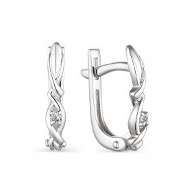Серьги из белого золота АЛЬКОР 23804-200 с бриллиантом 23804-200 фото