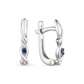Серьги из белого золота АЛЬКОР 23804-202 с сапфиром 23804-202 фото