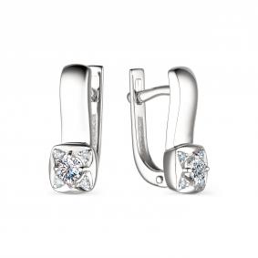Серьги из белого золота АЛЬКОР 23805-200 с бриллиантом 23805-200 фото