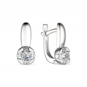 Серьги из белого золота АЛЬКОР 23806-200 с бриллиантом 23806-200 фото