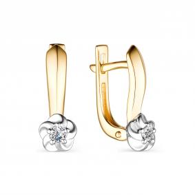 Серьги из лимонного золота АЛЬКОР 23811-300 с бриллиантом 23811-300 фото