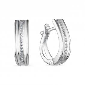 Серьги из белого золота АЛЬКОР 23815-200 с бриллиантом 23815-200 фото