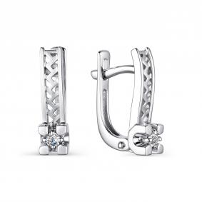 Серьги из белого золота АЛЬКОР 23820-200 с бриллиантом 23820-200 фото
