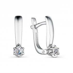 Серьги из белого золота АЛЬКОР 23821-200 с бриллиантом 23821-200 фото
