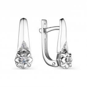 Серьги из белого золота АЛЬКОР 23827-200 с бриллиантом 23827-200 фото