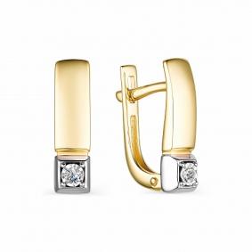 Серьги из лимонного золота АЛЬКОР 23837-300 с бриллиантом 23837-300 фото