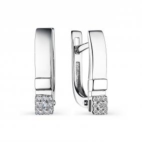 Серьги из белого золота АЛЬКОР 23851-200 с бриллиантом 23851-200 фото