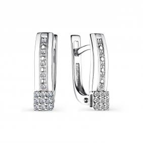 Серьги из белого золота АЛЬКОР 23852-200 с бриллиантом 23852-200 фото