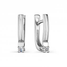 Серьги из белого золота АЛЬКОР 23856-200 с бриллиантом 23856-200 фото