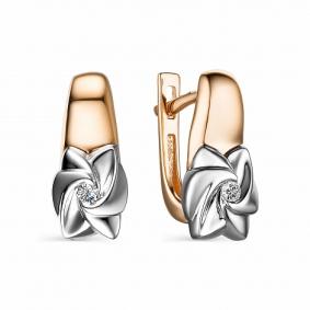 Золотые серьги АЛЬКОР 23859-100 с бриллиантом 23859-100 фото