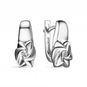 Серьги из белого золота АЛЬКОР 23859-200 с бриллиантом 23859-200 фото