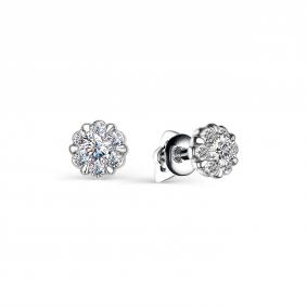 Серьги из белого золота АЛЬКОР 23860-200 с бриллиантом 23860-200 фото