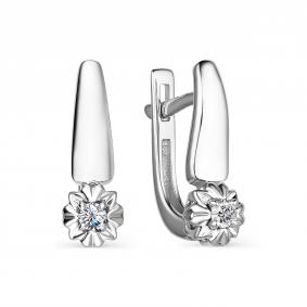 Серьги из белого золота АЛЬКОР 23870-200 с бриллиантом 23870-200 фото