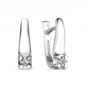 Серьги из белого золота АЛЬКОР 23873-200 с бриллиантом 23873-200 фото