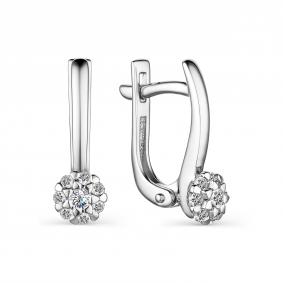 Серьги из белого золота АЛЬКОР 23905-200 с бриллиантом 23905-200 фото