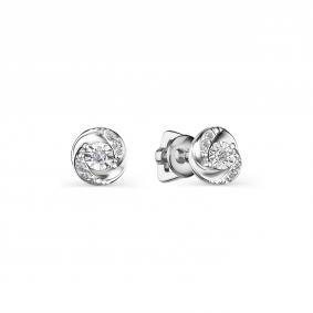 Серьги из белого золота АЛЬКОР 23908-200 с бриллиантом 23908-200 фото