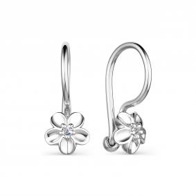 Серьги из белого золота АЛЬКОР 23913-200 с бриллиантом 23913-200 фото