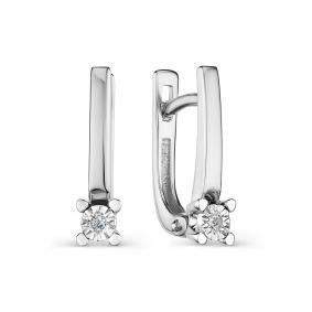 Серьги из белого золота АЛЬКОР 23921-200 с бриллиантом 23921-200 фото