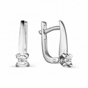 Серьги из белого золота АЛЬКОР 23922-200 с бриллиантом 23922-200 фото
