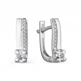 Серьги из белого золота АЛЬКОР 23923-200 с бриллиантом 23923-200 фото