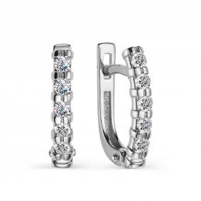 Серьги из белого золота АЛЬКОР 23930-200 с бриллиантом 23930-200 фото