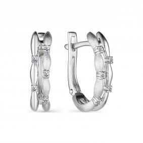 Серьги из белого золота АЛЬКОР 23934-Б00 с бриллиантом 23934-Б00 фото