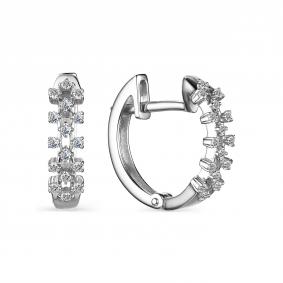Серьги из белого золота АЛЬКОР 23957-200 с бриллиантом 23957-200 фото