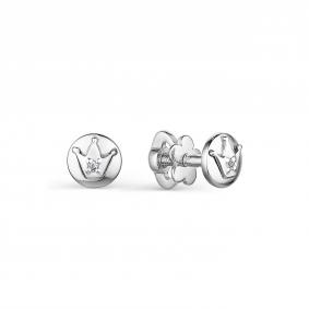Серьги из белого золота АЛЬКОР 23969-200 с бриллиантом 23969-200 фото