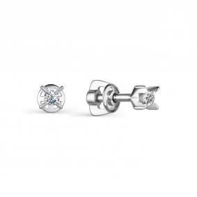 Серьги из белого золота АЛЬКОР 23998-200 с бриллиантом 23998-200 фото