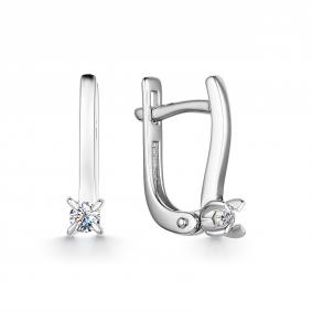 Серьги из белого золота АЛЬКОР 23999-200 с бриллиантом 23999-200 фото