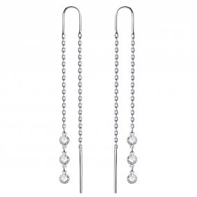 Серьги из белого золота Золотые узоры 24-62-0102-00б с цирконием 24-62-0102-00б фото