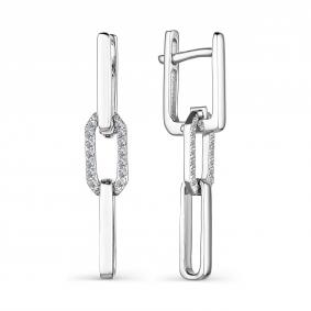 Серьги из белого золота АЛЬКОР 24014-200 с бриллиантом 24014-200 фото