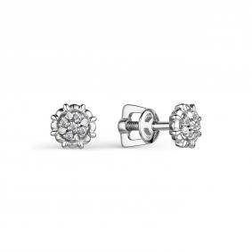 Серьги из белого золота АЛЬКОР 24098-200 с бриллиантом 24098-200 фото