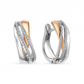 Золотые серьги АЛЬКОР 24175-100 с бриллиантом 24175-100 фото