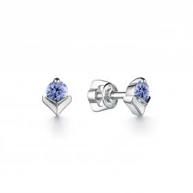 Серьги из белого золота АЛЬКОР 24188-204 с танзанитом 24188-204 фото