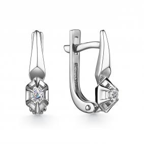 Серьги из белого золота АЛЬКОР 24192-200 с бриллиантом 24192-200 фото