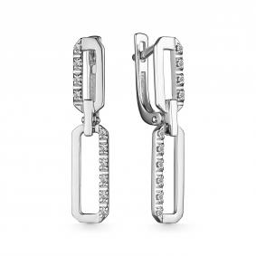 Серьги из белого золота АЛЬКОР 24199-200 с бриллиантом 24199-200 фото