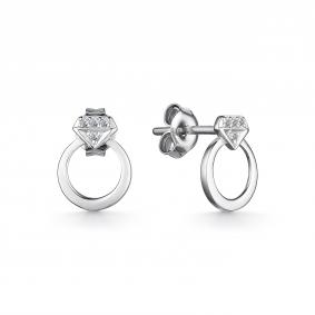 Серьги из белого золота АЛЬКОР 24221-200 с бриллиантом 24221-200 фото