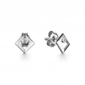 Серьги из белого золота АЛЬКОР 24226-200 с бриллиантом 24226-200 фото