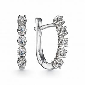 Серьги из белого золота АЛЬКОР 24247-200 с бриллиантом 24247-200 фото