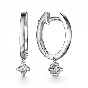 Серьги из белого золота АЛЬКОР 24248-200 с бриллиантом 24248-200 фото