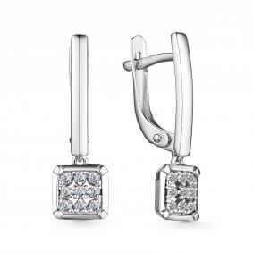 Серьги из белого золота АЛЬКОР 24251-200 с бриллиантом 24251-200 фото