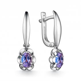 Серьги из белого золота АЛЬКОР с танзанитом 24258-204 24258-204 фото