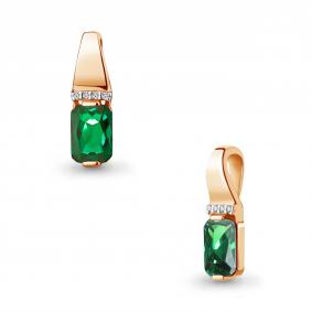 Золотая подвеска AQUAMARINE 24262АГ с фианитом и гидротермальным изумрудом 24262АГ фото