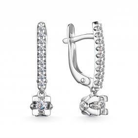 Серьги из белого золота АЛЬКОР 24273-200 с бриллиантом 24273-200 фото