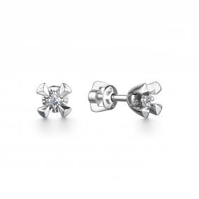 Серьги из белого золота АЛЬКОР 24282-200 с бриллиантом 24282-200 фото