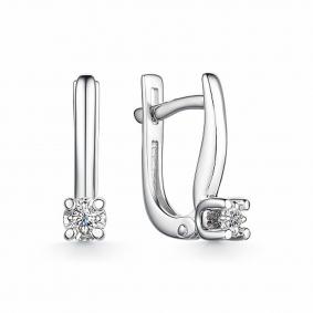 Серьги из белого золота АЛЬКОР 24283-200 с бриллиантом 24283-200 фото