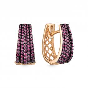 Золотые серьги АЛЬКОР 24287-103 с рубином 24287-103 фото