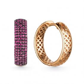 Золотые серьги АЛЬКОР 24289-103 с рубином 24289-103 фото